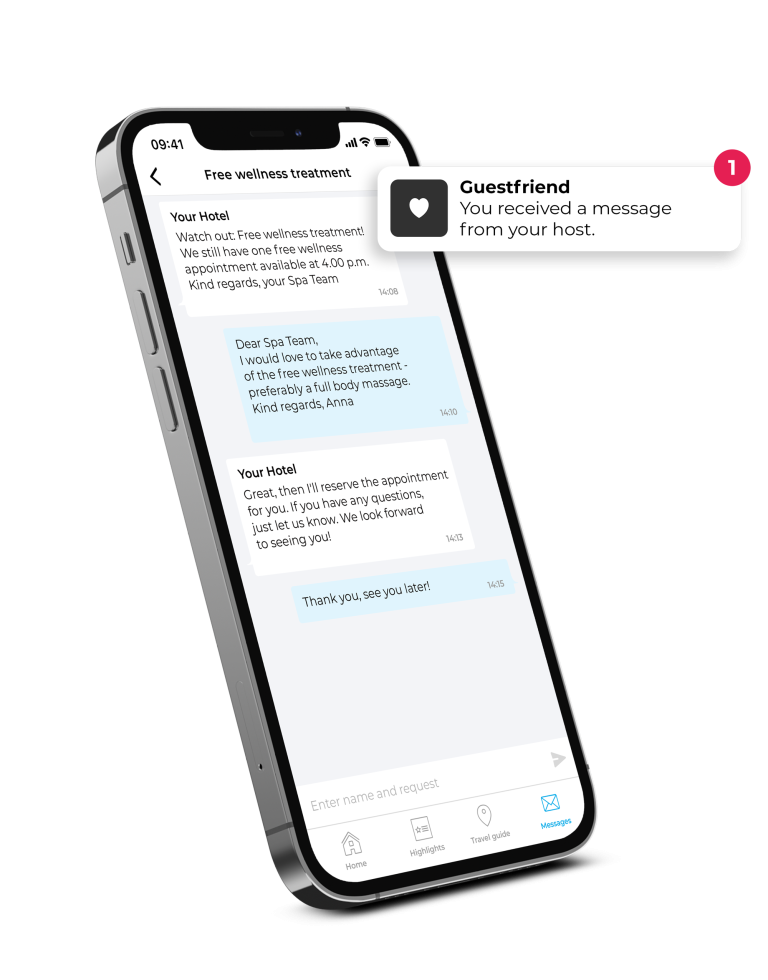 Chat function Digital guest folder